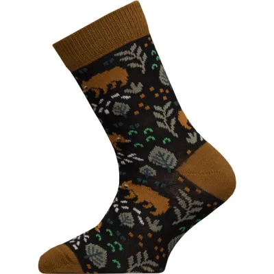 Sukkamestarit Merinovillasukat Kids - Karhu Lehti Musta - Unisex - 28-30 - Partioaitta, kuva 1 / 1