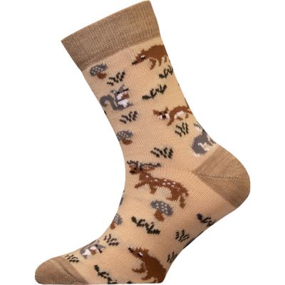 Sukkamestarit Merinovillasukat Kids - Metsä Eläimet Tatti Hiekka - Unisex - 28-30 - Partioaitta