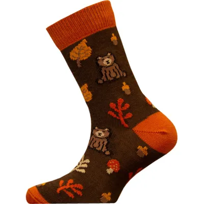 Sukkamestarit Merinovillasukat Kids - Karhu Kasvit Ruskea - Unisex - 31-33 - Partioaitta, kuva 1 / 1