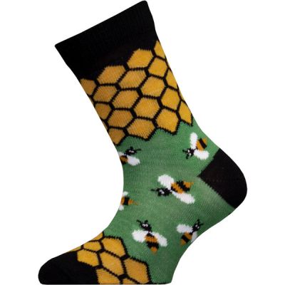 Sukkamestarit Merinovillasukat Kids - Hunaja Pörriäinen Musta-vihr-o - Unisex - 28-30 - Partioaitta