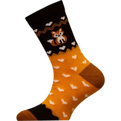 Sukkamestarit Merinovillasukat Kids - Kettu Sydän Okra - Unisex - 34-36 - Partioaitta