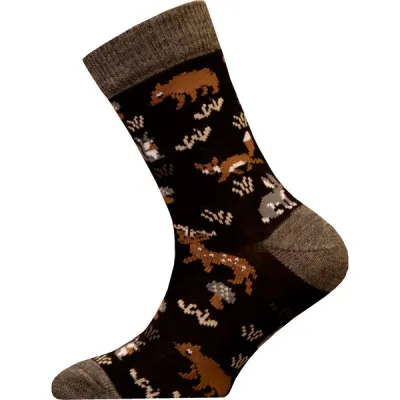 Sukkamestarit Merinovillasukat Kids - Metsä Eläimet Tatti Musta - Unisex - 31-33 - Partioaitta, kuva 1 / 1