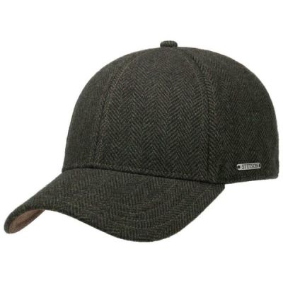 Stetson Baseball Cap Wool Herringbone - Olive Herringbone - Unisex - L - Partioaitta