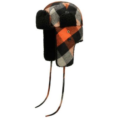 Stetson Bomber Cap Wool Check - Orange Check - Unisex - L - Partioaitta