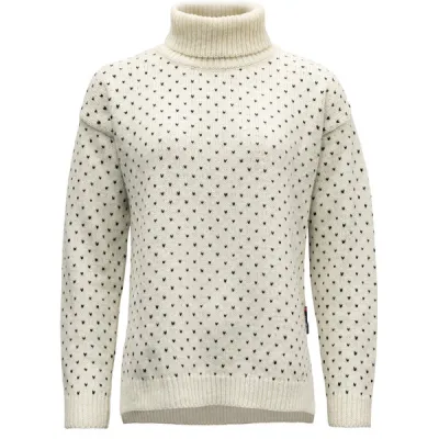 Devold Sørisen Wool High Neck Wmn - Offwhite/ink - Naiset - L - Partioaitta, kuva 1 / 1