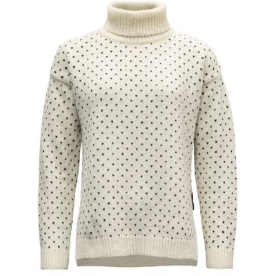 Devold Sørisen Wool High Neck Wmn - Offwhite/ink - Naiset - S - Partioaitta