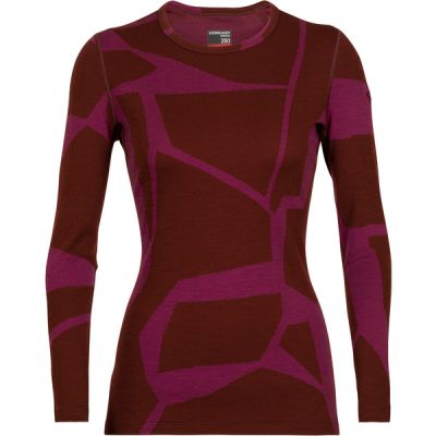 Icebreaker W 250 Vertex Ls Crewe Fractured Land - Esprsso/chrry/j - Naiset - M - Partioaitta