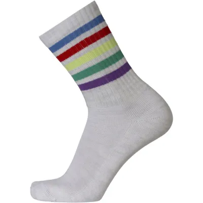 Sukkamestarit Merinovillasukat Sport - White Hthr 5 Multicol Stripes - Unisex - 35-38 - Partioaitta, kuva 1 / 1