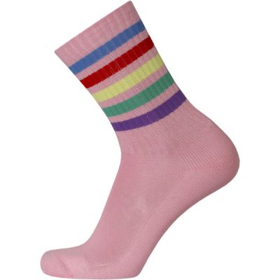 Sukkamestarit Merinovillasukat Sport - Pink 5 Multicol Stripes - Unisex - 35-38 - Partioaitta
