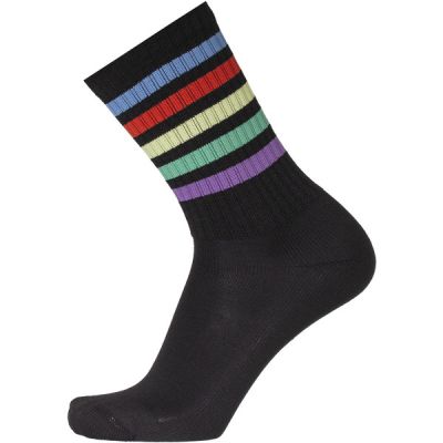 Sukkamestarit Merinovillasukat Sport - Black 5 Multicol Stripes - Unisex - 35-38 - Partioaitta