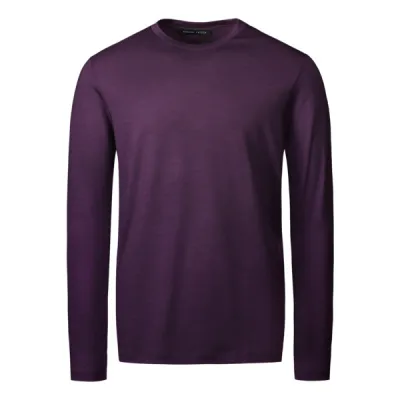 Formal Friday Ultrafine Merino Long Sleeve T-shirt - Plum - Unisex - XS - Partioaitta