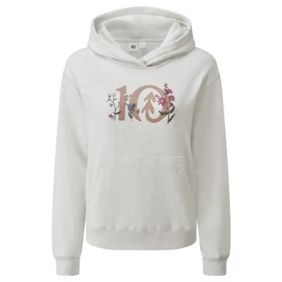 Tentree W Floral Logo Hoodie - Elm White Heather - Naiset - S - Partioaitta, kuva 1 / 1