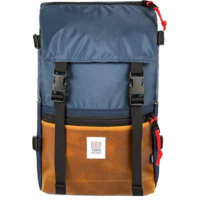 Topo Designs Rover Pack Leather - Navy/brown Leather/recycled - Unisex - OneSize - Partioaitta