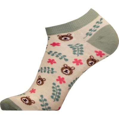 Sukkamestarit Merinovillasukat Sneaker - Karhu Kasvit Valkoinen - Unisex - 39-42 - Partioaitta