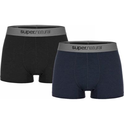 Supernatural M Base Boxer Double Pack - Jet Black Melange/navy Blazer - Miehet - XL - Partioaitta