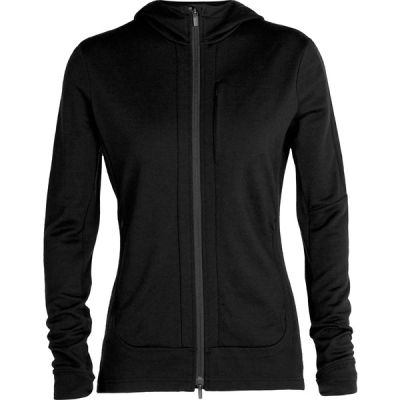 Icebreaker W Quantum Iii Ls Zip Hood - Black - Naiset - L - Partioaitta