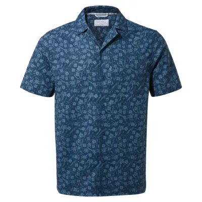 Craghoppers Passport Ss Shirt - Poseidon Blue Print - Miehet - M - Partioaitta