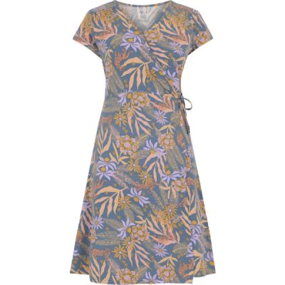 Sherpa Padma Wrap Dress - Haze Tiger Floral - Naiset - S - Partioaitta