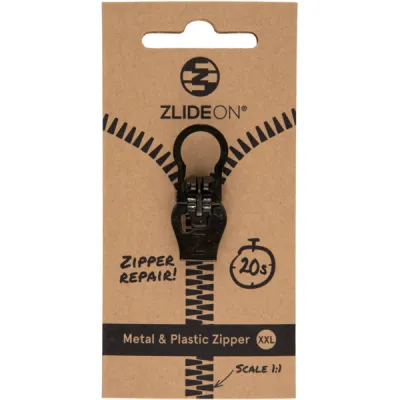 Zlideon Metal & Plastic Zipper Xxl - Black - OneSize - Partioaitta