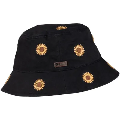 Salon Lakkitehdas Bucket Hat Sunflower All Over - Musta - Unisex - 56 - Partioaitta