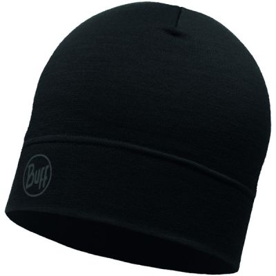Buff Merino Lightweight Beanie - Solid Black - Unisex - OneSize - Partioaitta