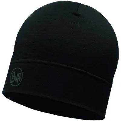 Buff Merino Lightweight Beanie - Solid Black - Unisex - OneSize - Partioaitta, kuva 1 / 1