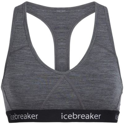 Icebreaker Women Merino Sprite Racerback Bra - Gritstone Hthr/black - Naiset - XS - Partioaitta