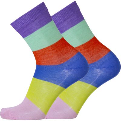 Sukkamestarit Merinovillasukat - Sateenkaari Leveä Lila Mult - Unisex - 35-38 - Partioaitta