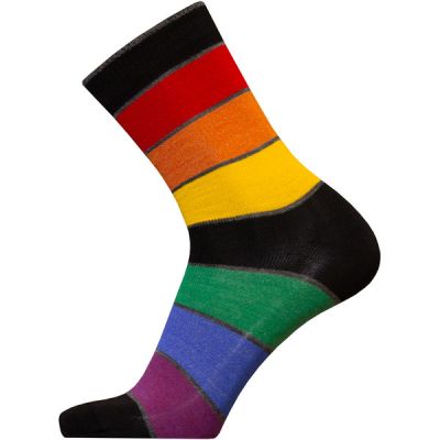Sukkamestarit Merinovillasukat - Ohut Leveä Musta-rainbow - Unisex - 39-42 - Partioaitta