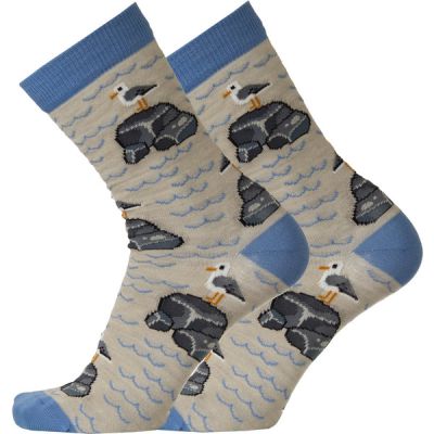 Sukkamestarit Merinovillasukat - Lokki Kivellä Lt.skybl-hiekka - Unisex - 39-42 - Partioaitta