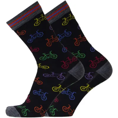 Sukkamestarit Merinovillasukat - Pyöräillään Musta Rainbow - Unisex - 39-42 - Partioaitta, kuva 1 / 1