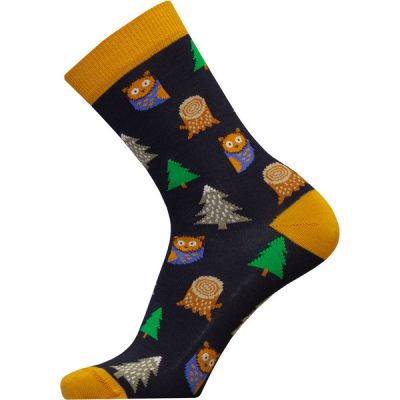 Sukkamestarit Merinovillasukat - Pöllö Kuusimetsä Okra-tsininen - Unisex - 43-46 - Partioaitta