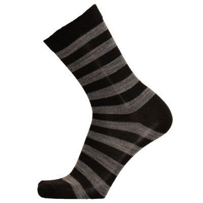 Sukkamestarit Merinovillasukat - 2-raita Musta Harmaa - Unisex - 39-42 - Partioaitta