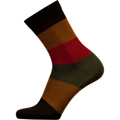 Sukkamestarit Merinovillasukat - Multiraita Leveä Musta Karamel - Unisex - 39-42 - Partioaitta