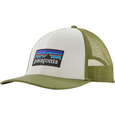 Patagonia P-6 Logo Lopro Trucker Hat - White W/buckhorn Green - Unisex - OneSize - Partioaitta