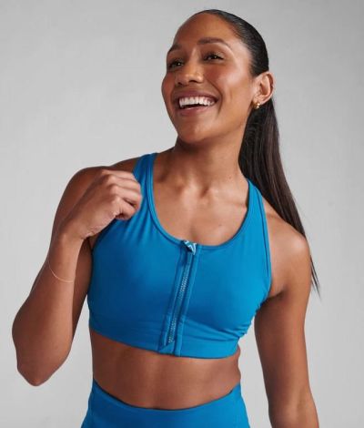 2XU Motion Zip Bra Seaport/White