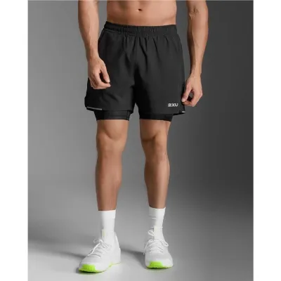 2XU Aero Mesh 2-In-1 5 Inch Shorts Black/Silver Reflective, kuva 1 / 1
