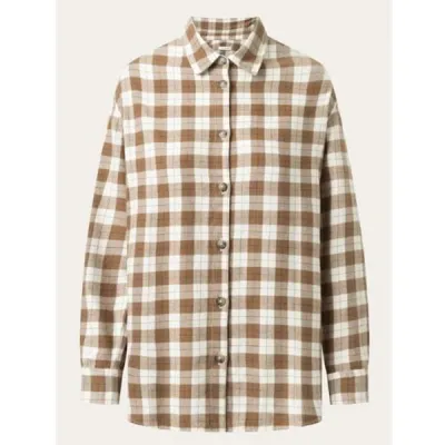 KnowledgeCotton Apparel Flannel Boyfriend Fit Checked Shirt Beige Check, kuva 1 / 1