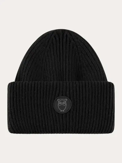KnowledgeCotton Apparel Big Rib Beanie Black Jet, kuva 1 / 1