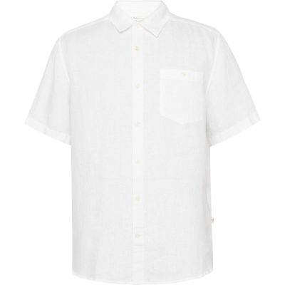 KnowledgeCotton Apparel Regular Linen SL Shirt Bright White