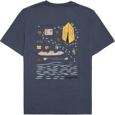 KnowledgeCotton Apparel Regular Sl Heavy Single Jersey Printed T-Shirt Vintage Indigo