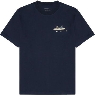 KnowledgeCotton Apparel Regular Sl Heavy Single Jersey Printed T-Shirt Night Sky