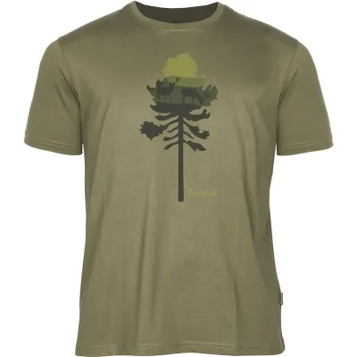 Pinewood Finnveden Recycled Outdoor T-SHIRT Olive Mel Pine Tree, kuva 1 / 1