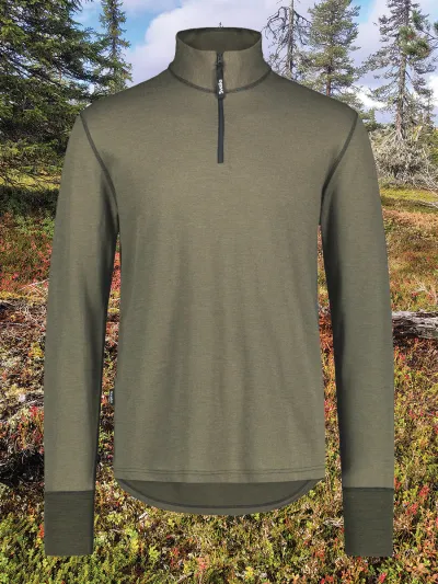 Svala Merino Extreme Original Zip-Neck -paita, oliivinvihreä Vihreä 4XL, kuva 1 / 1