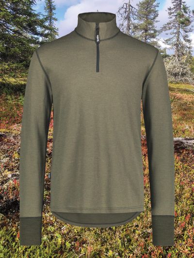 Svala Merino Extreme Original Zip-Neck -paita, oliivinvihreä Vihreä XXL | Alk. 110,00 €