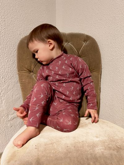 Svala Merino Design -Lasten paita, Pääsky Okra-valkoinen 110 cm