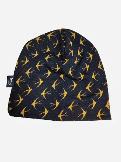Svala Merino Design -Pääsky, myssy Sini-okra S, kuva 1 / 1