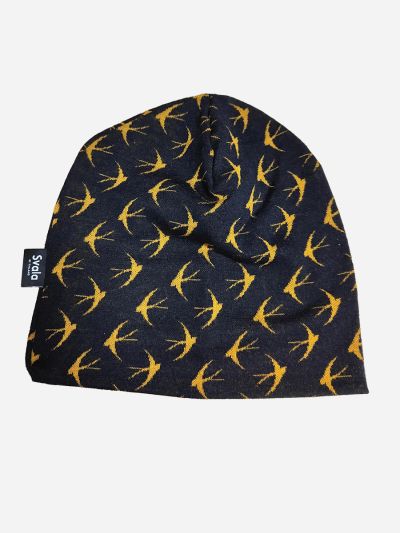 Svala Merino Design -Pääsky, myssy Sini-okra M