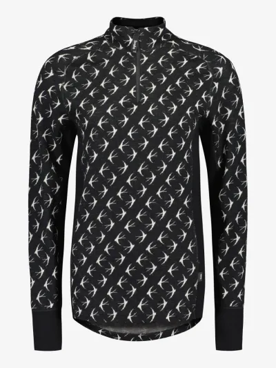 Svala Merino Design naisten Zip-neck paita Pääsky Musta-valkoinen 40