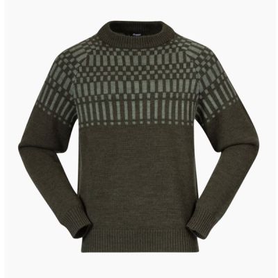 Bergans Nordmarka Merino Jumper Men Dark Green Mud/Light Green Mud